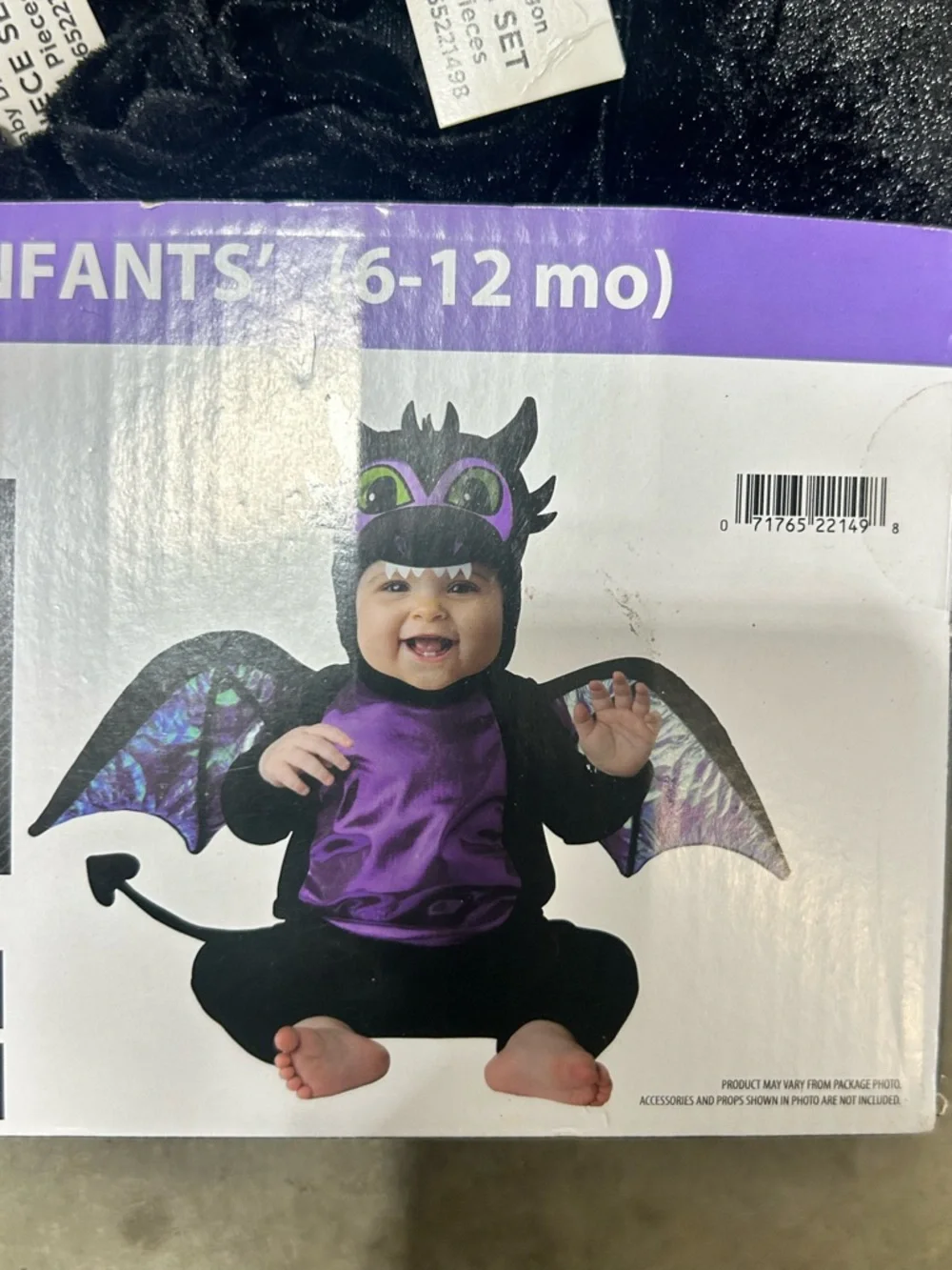 Celebrate Halloween Costume Black and Purple Dragon Costume for Infants 6-12 mos